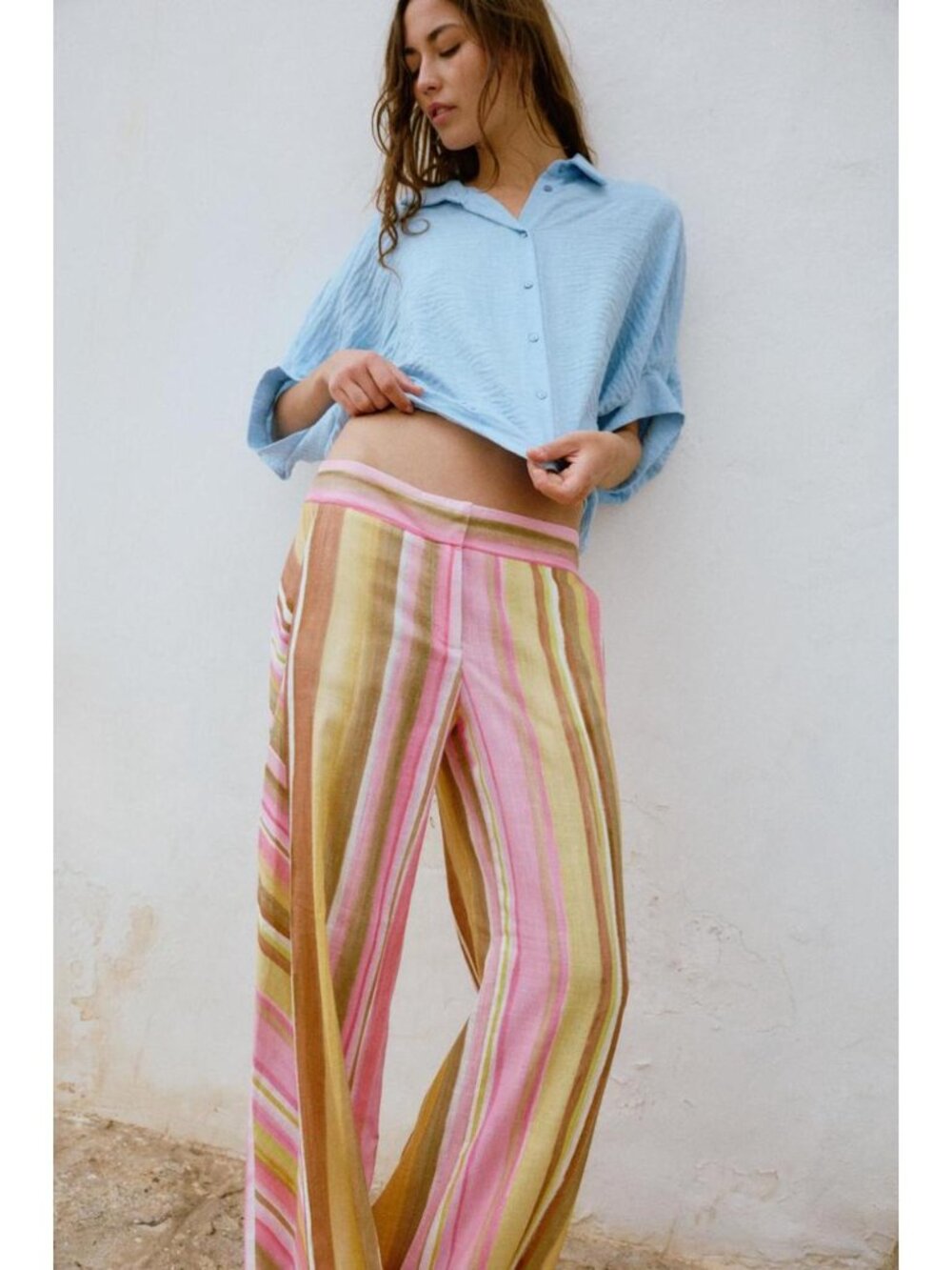 ZARA STRIPED WIDE LEG PANTS